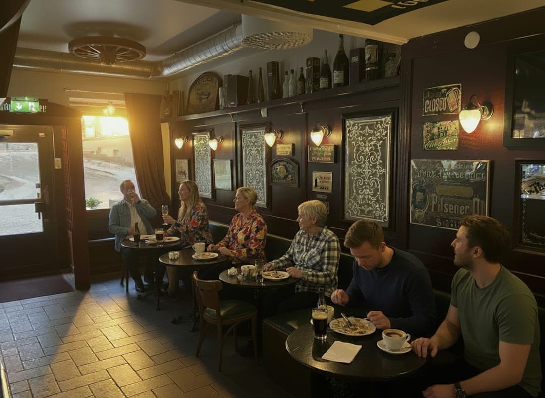 Pubmiljö med gäster på Dick Turpin Pub